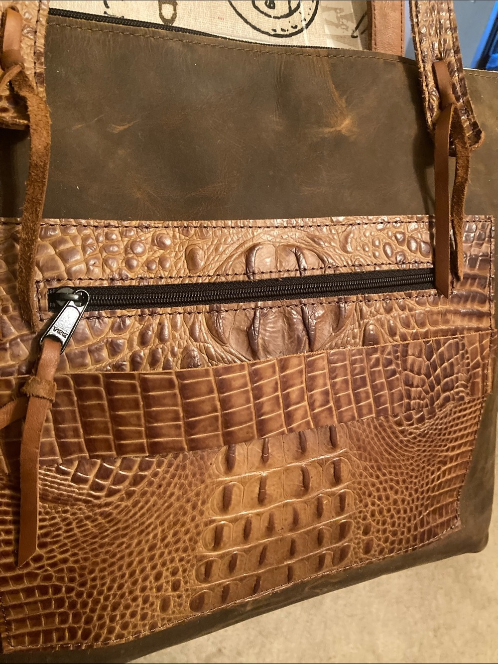 T BAR LEATHER CO Travel Tote Bag HOH & Leather NWOT - Picture 8 of 12